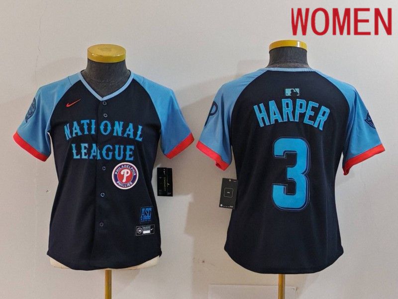 Women Philadelphia Phillies #3 Harper Blue All star 2024 Nike MLB Jersey style 6->women mlb jersey->Women Jersey